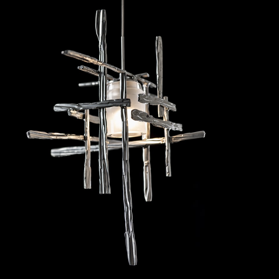 Tura Frosted Glass Low Voltage Mini Pendant Light by Hubbardton Forge with Adjustable Height, Dimmable