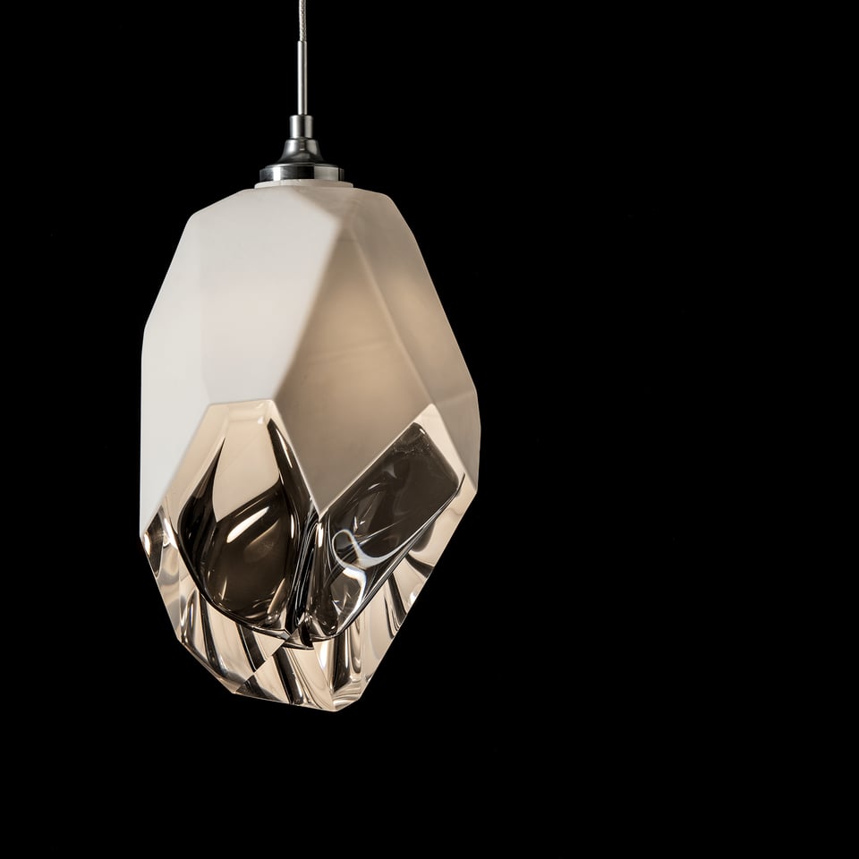 Hubbardton Forge Chrysalis 1-Light Large Pendant, Adjustable Height, Dimmable, Handcrafted Glass Crystal