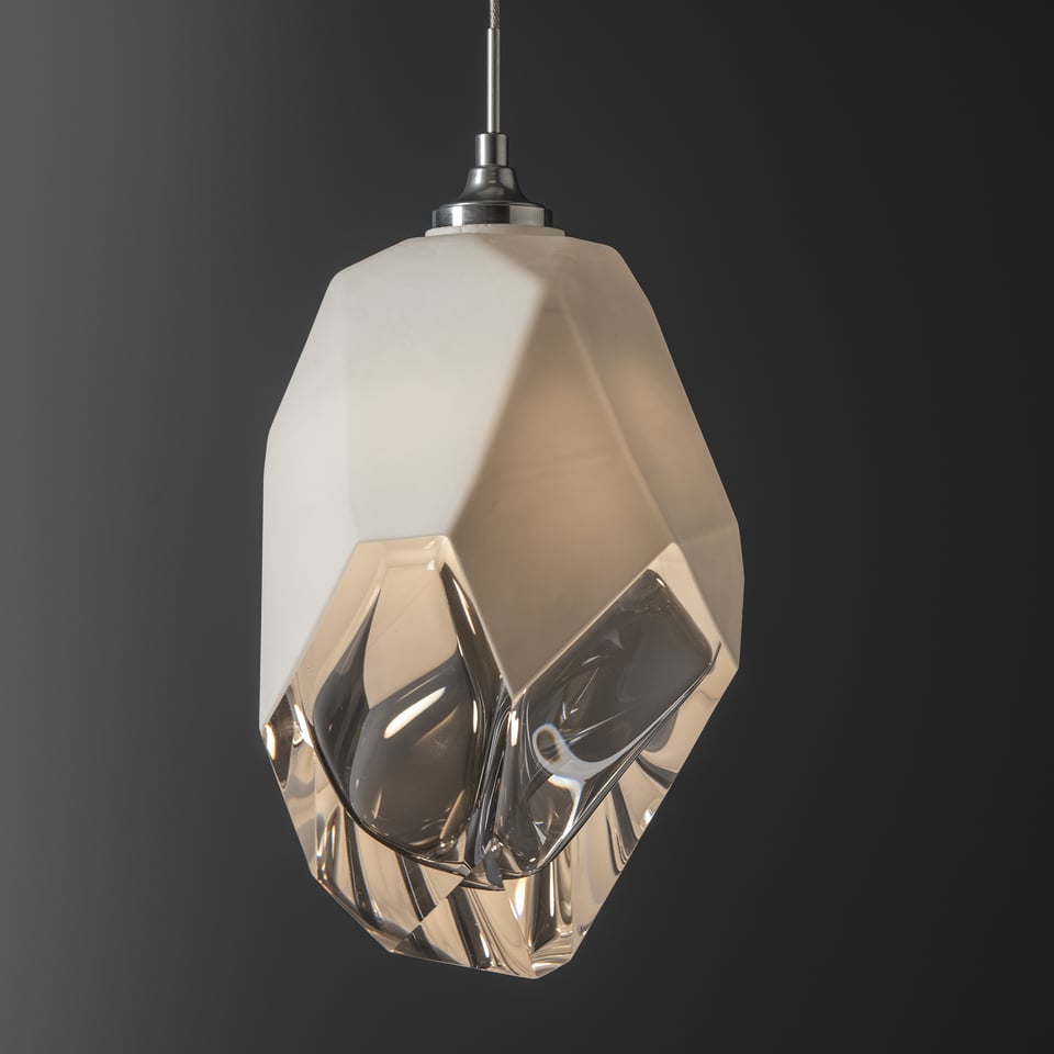 Hubbardton Forge Chrysalis 1-Light Large Pendant, Adjustable Height, Dimmable, Handcrafted Glass Crystal