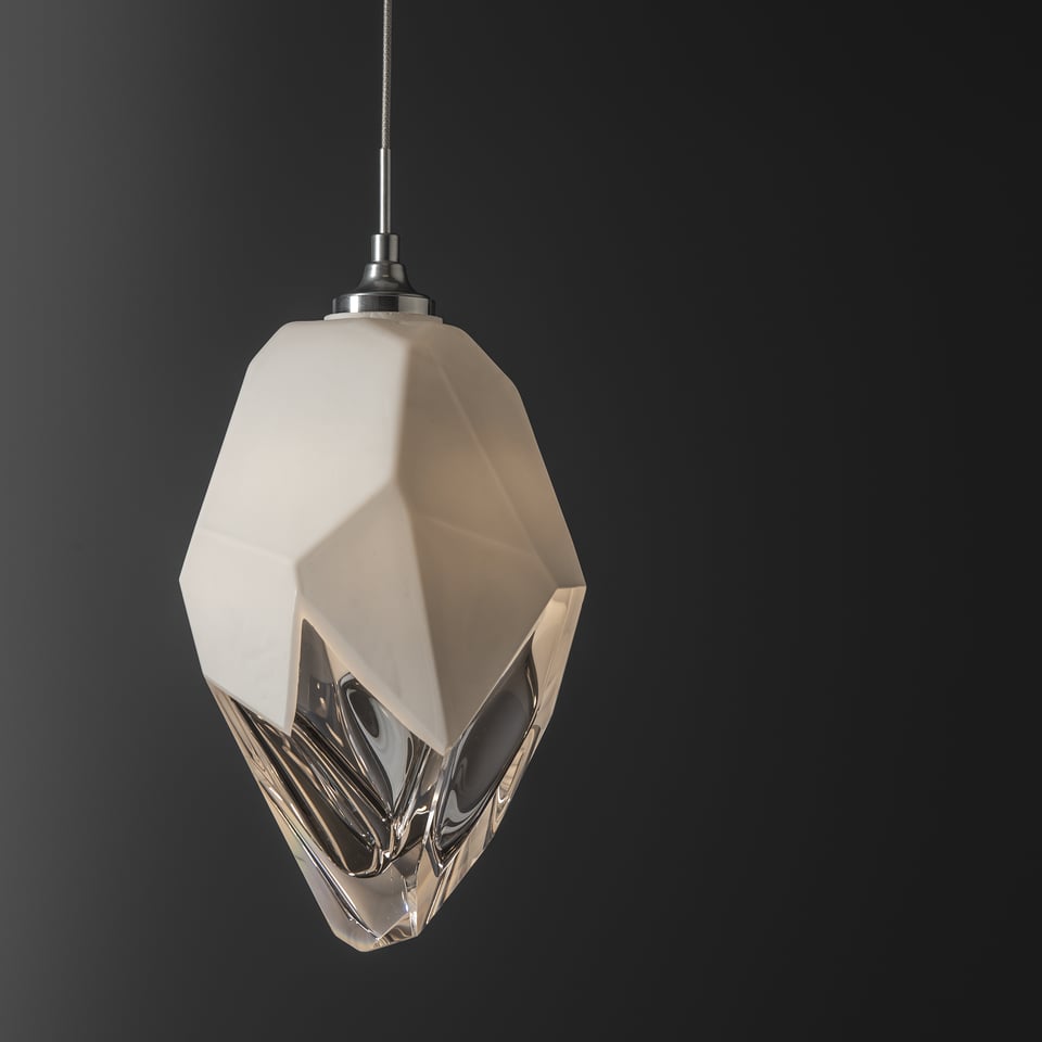 Hubbardton Forge Chrysalis 1-Light Large Pendant, Adjustable Height, Dimmable, Handcrafted Glass Crystal