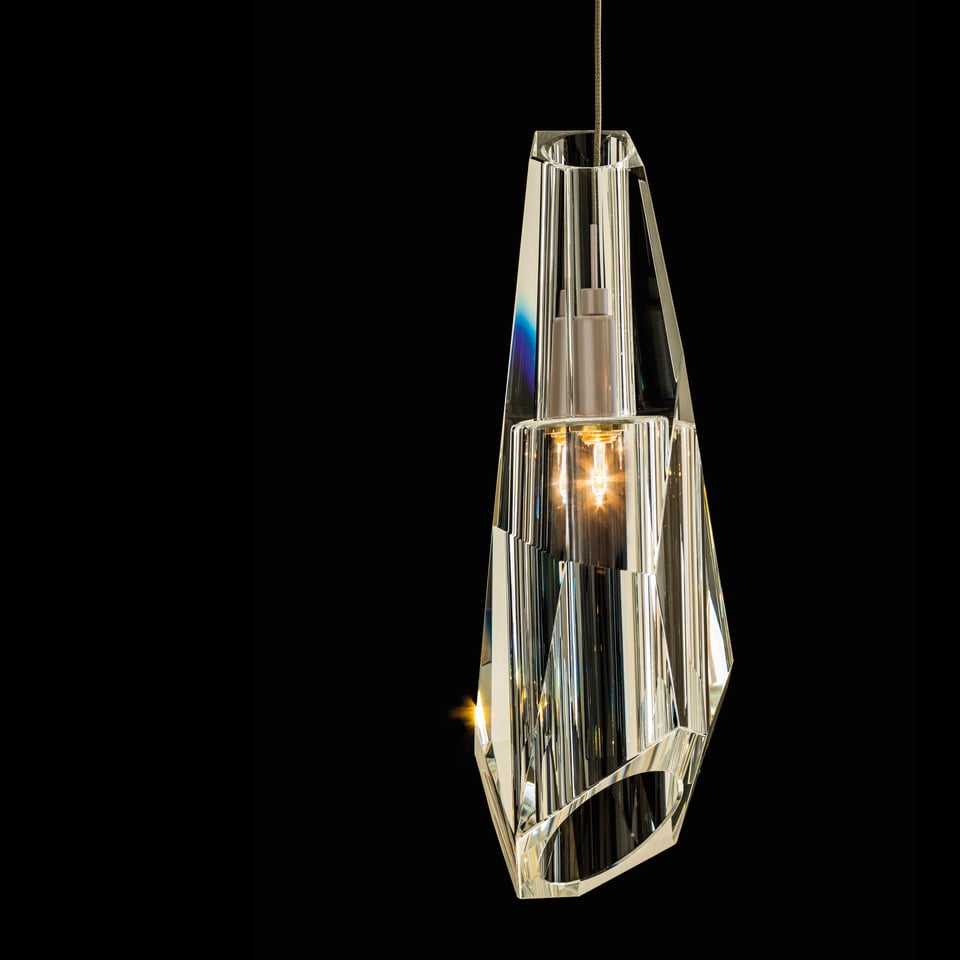 Luma Mini Pendant Light by Hubbardton Forge - Dimmable, Faceted Crystal, Adjustable Height, Energy Efficient