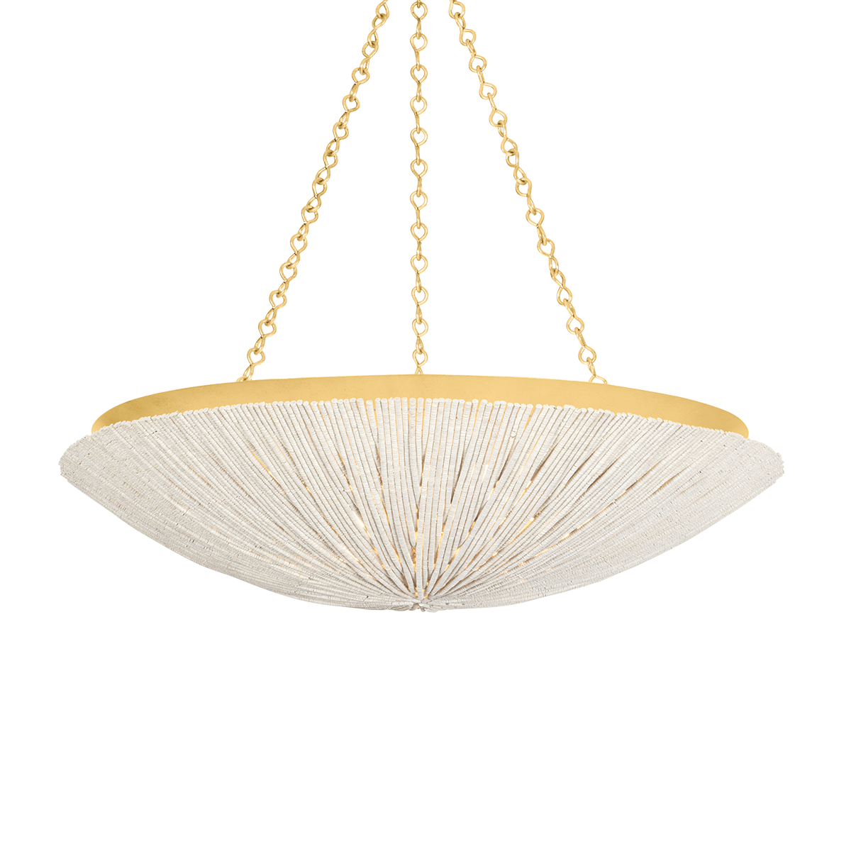 Summerside Large Pendant Light by Hudson Valley Lighting, 6-Bulb Coco Shell Design, Vintage Gold Leaf Finish