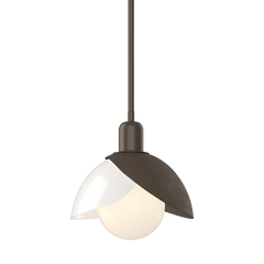 Hubbardton Forge Brooklyn 2-Shade Art Glass Mini Pendant Light, Adjustable Height, UL Damp Rated