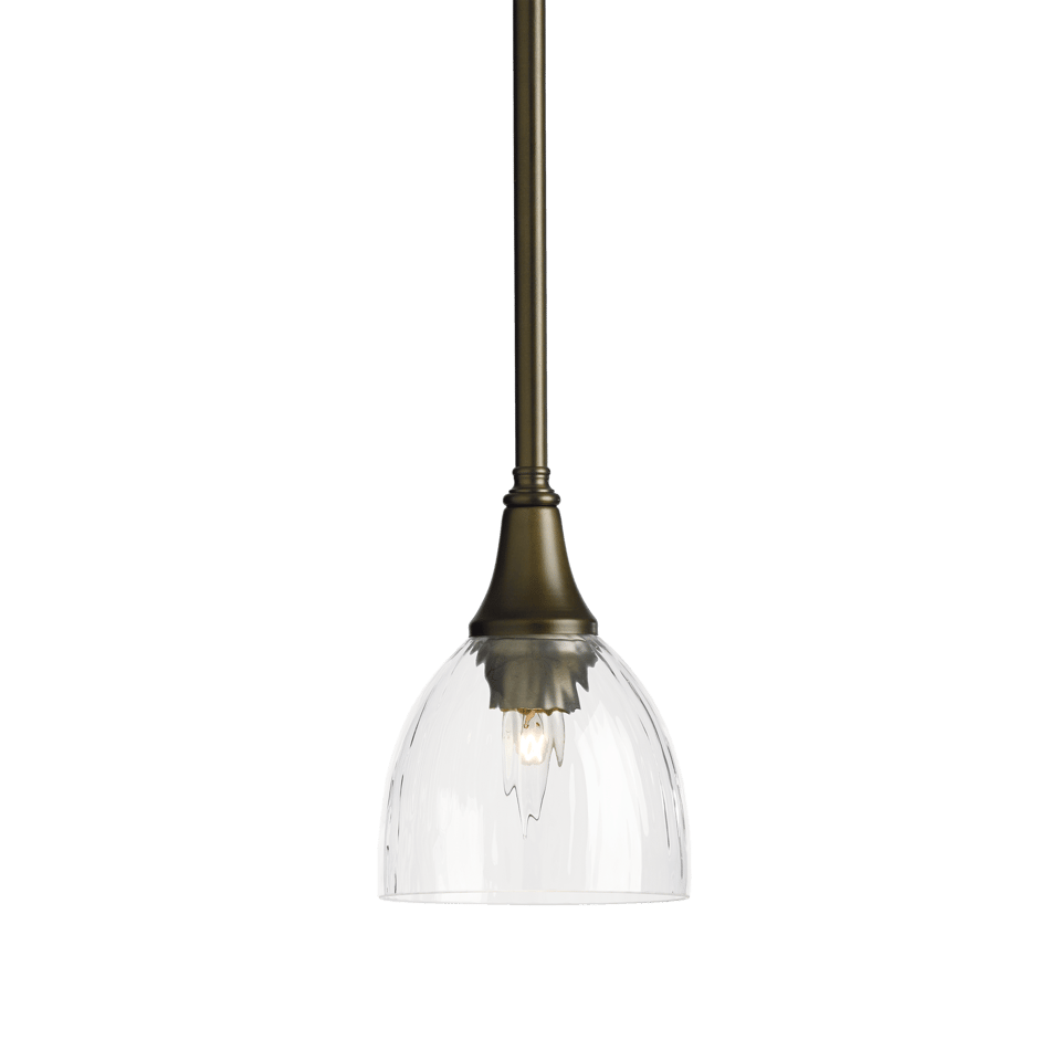 Hubbardton Forge Trumpet Mini Pendant Light, Dimmable, Opal & Water Glass, E26 Base, Modern Elegance