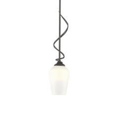 Flora Down Light Mini Pendant by Hubbardton Forge, Adjustable 27.9-60.9 Inch, Opal/Seeded Glass Shade