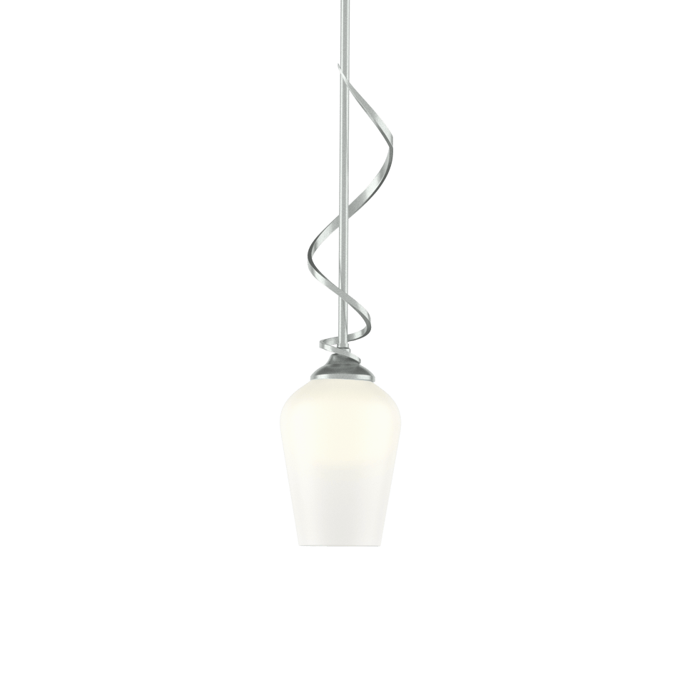 Flora Down Light Mini Pendant by Hubbardton Forge, Adjustable 27.9-60.9 Inch, Opal/Seeded Glass Shade