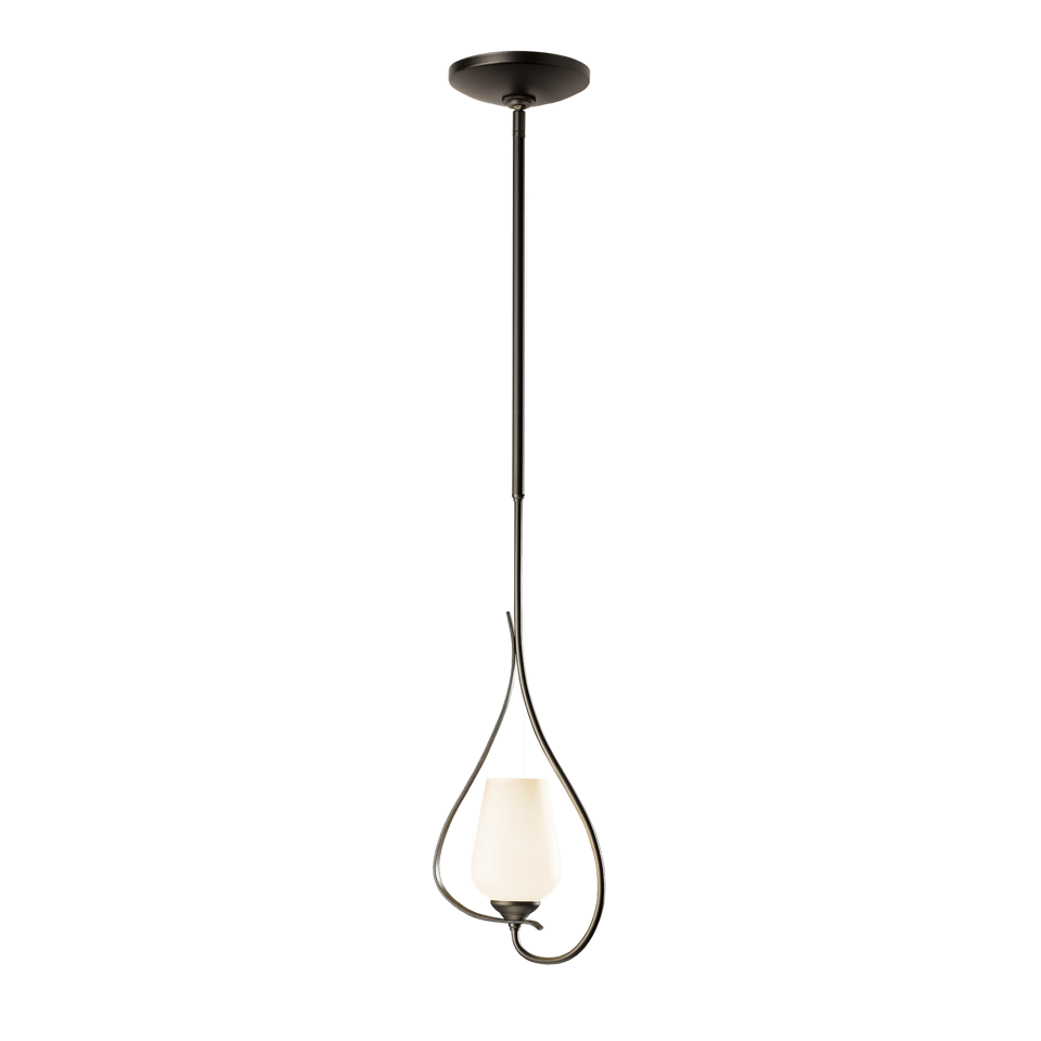 Flora Up Light Mini Pendant by Hubbardton Forge, Handcrafted Opal Glass, Dimmable, 25.7" Height