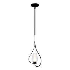 Flora Up Light Mini Pendant by Hubbardton Forge, Handcrafted Opal Glass, Dimmable, 25.7" Height