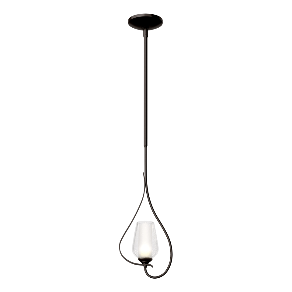 Flora Up Light Mini Pendant by Hubbardton Forge, Handcrafted Opal Glass, Dimmable, 25.7" Height