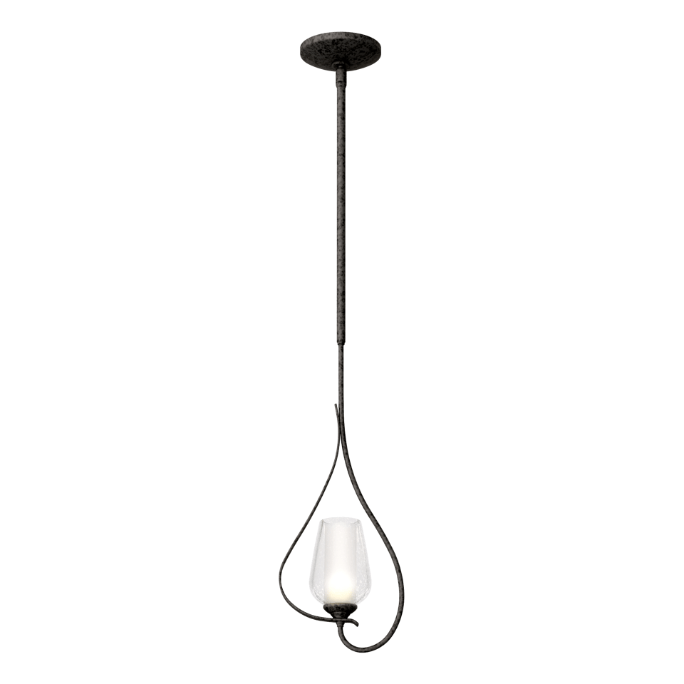 Flora Up Light Mini Pendant by Hubbardton Forge, Handcrafted Opal Glass, Dimmable, 25.7" Height