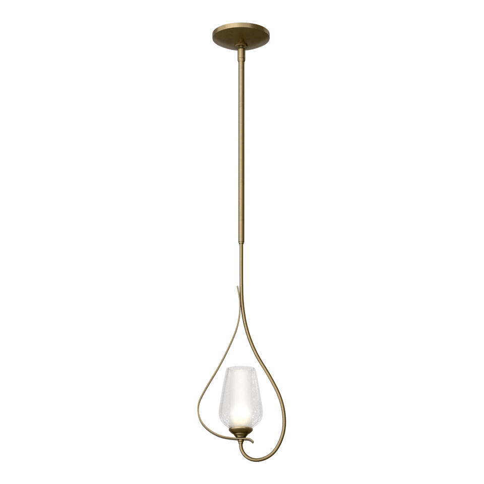 Flora Up Light Mini Pendant by Hubbardton Forge, Handcrafted Opal Glass, Dimmable, 25.7" Height