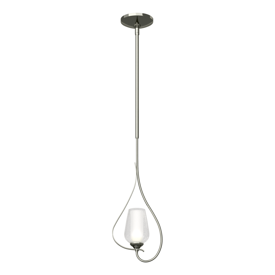 Flora Up Light Mini Pendant by Hubbardton Forge, Handcrafted Opal Glass, Dimmable, 25.7" Height