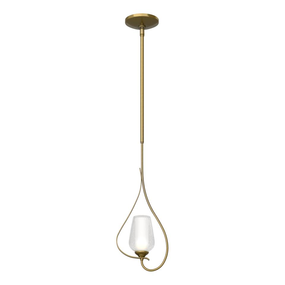 Flora Up Light Mini Pendant by Hubbardton Forge, Handcrafted Opal Glass, Dimmable, 25.7" Height