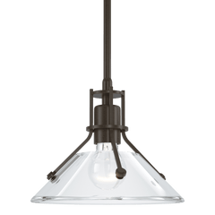 Henry Mini Pendant Light by Hubbardton Forge, 1-Light Dimmable, Adjustable Height, Clear Glass Shade