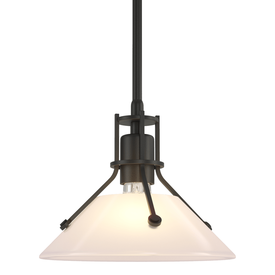 Henry Mini Pendant Light by Hubbardton Forge, 1-Light Dimmable, Adjustable Height, Clear Glass Shade