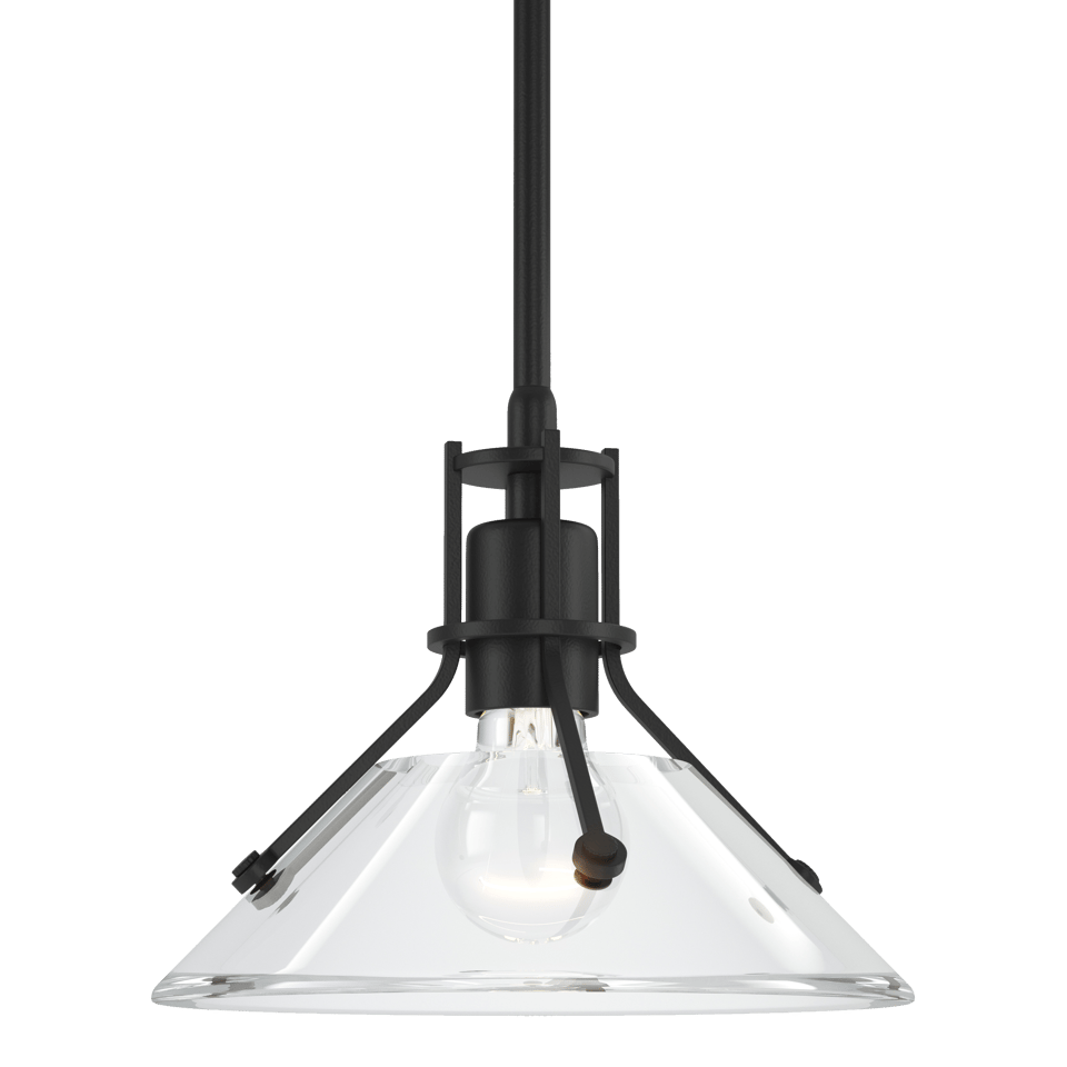 Henry Mini Pendant Light by Hubbardton Forge, 1-Light Dimmable, Adjustable Height, Clear Glass Shade