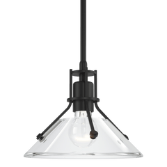 Henry Mini Pendant Light by Hubbardton Forge, 1-Light Dimmable, Adjustable Height, Clear Glass Shade