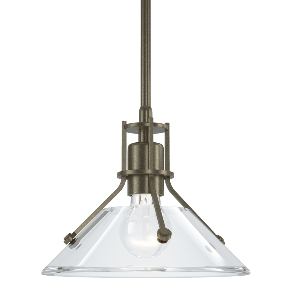 Henry Mini Pendant Light by Hubbardton Forge, 1-Light Dimmable, Adjustable Height, Clear Glass Shade