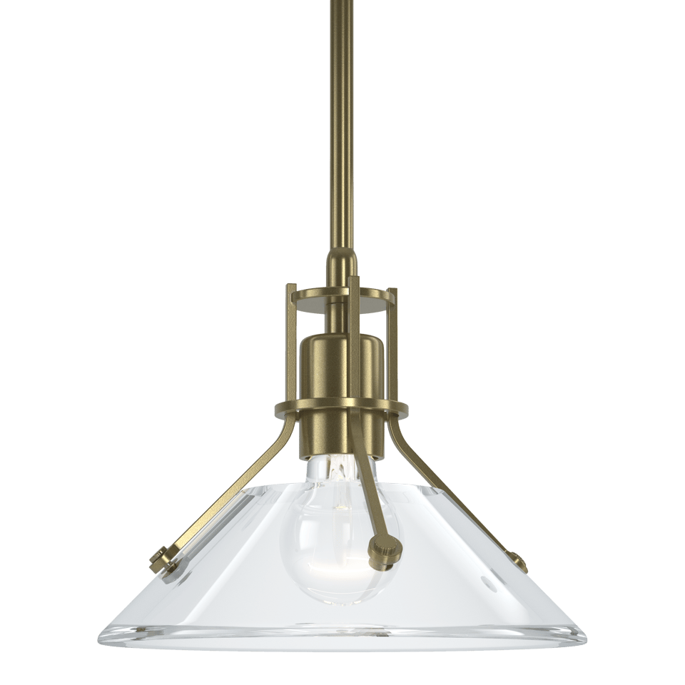 Henry Mini Pendant Light by Hubbardton Forge, 1-Light Dimmable, Adjustable Height, Clear Glass Shade