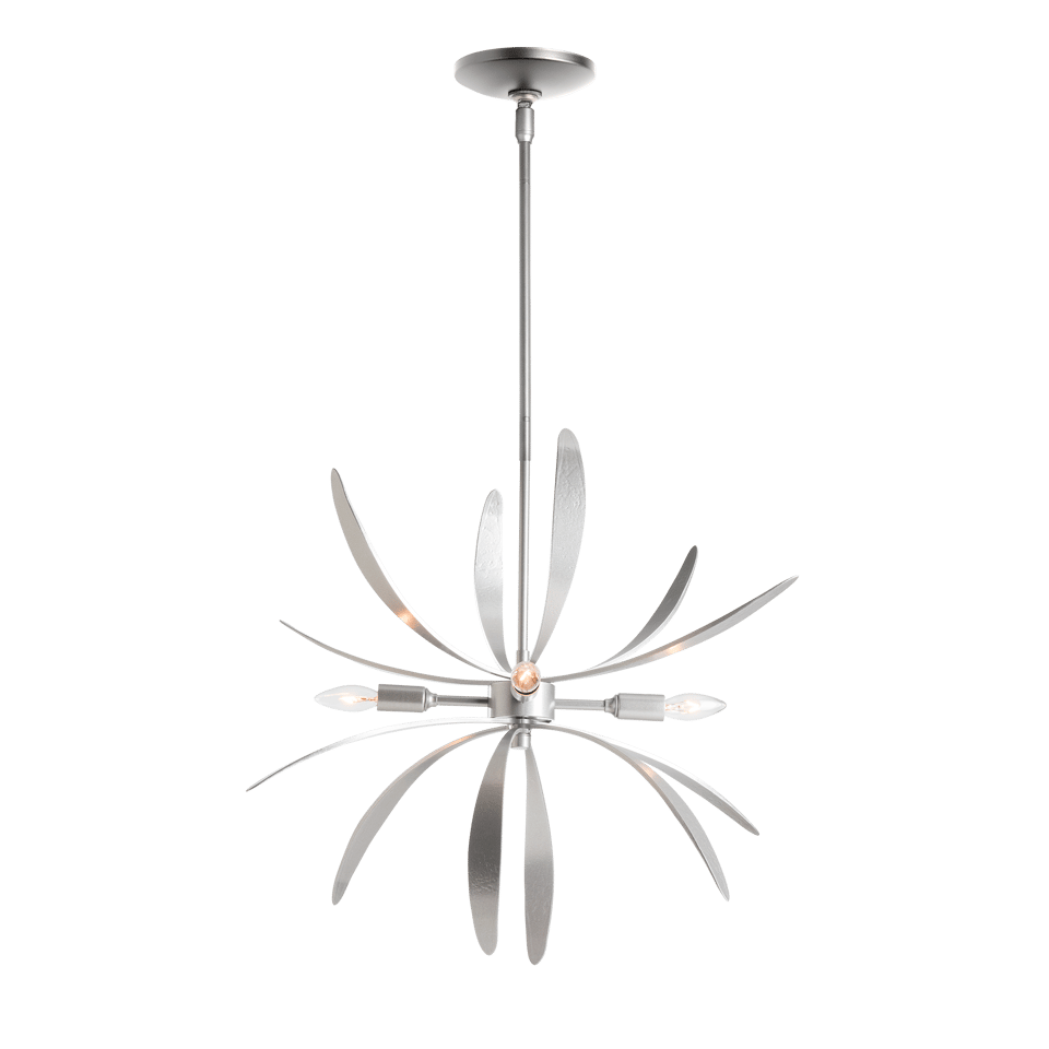 Hubbardton Forge Dahlia 1-Light Mini Pendant in Vintage Platinum, Dimmable, Damp Rated, Adjustable Height