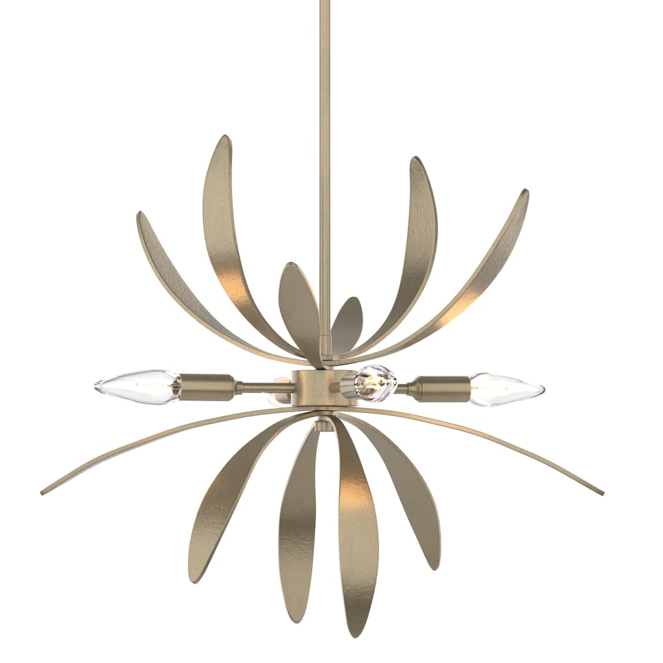 Hubbardton Forge Dahlia 1-Light Mini Pendant in Vintage Platinum, Dimmable, Damp Rated, Adjustable Height