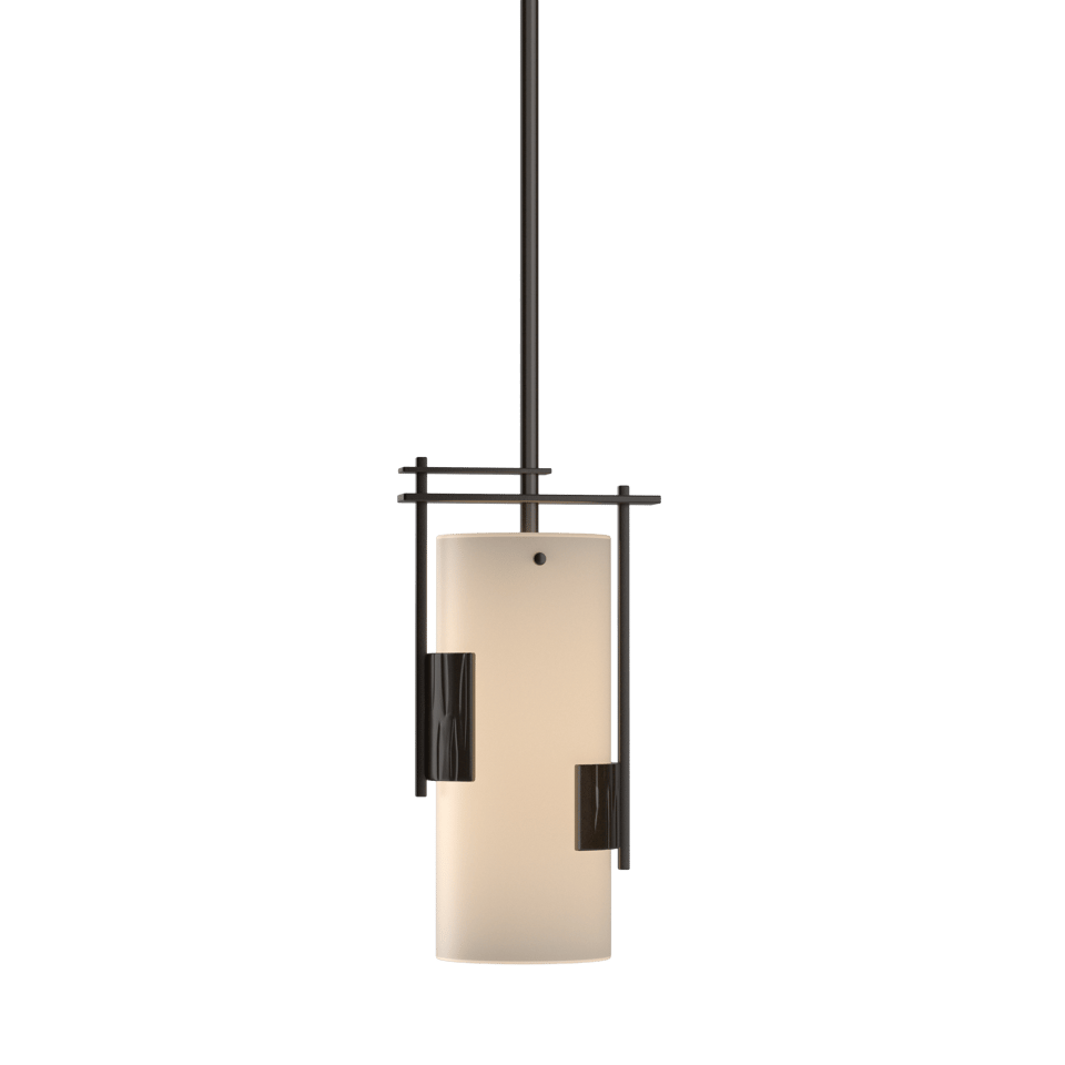 Hubbardton Forge Fullered Impressions Mini Pendant Light, Customizable Height, Dimmable, Opal Glass