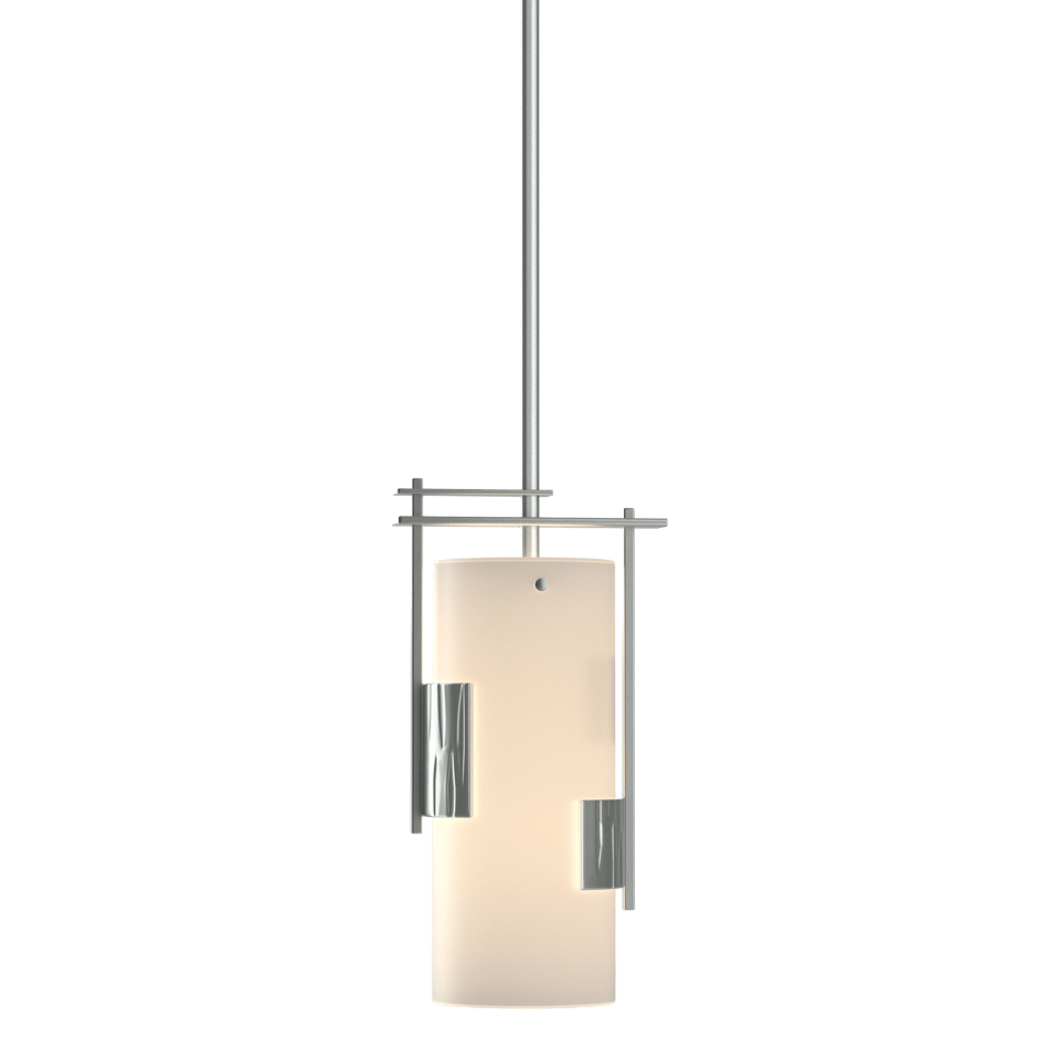 Hubbardton Forge Fullered Impressions Mini Pendant Light, Customizable Height, Dimmable, Opal Glass