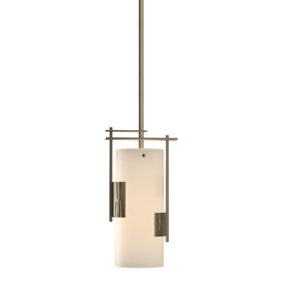 Hubbardton Forge Fullered Impressions Mini Pendant Light, Customizable Height, Dimmable, Opal Glass