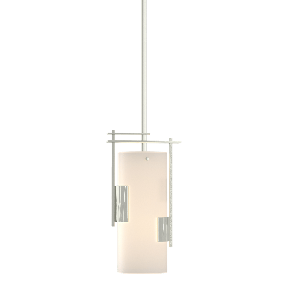 Hubbardton Forge Fullered Impressions Mini Pendant Light, Customizable Height, Dimmable, Opal Glass