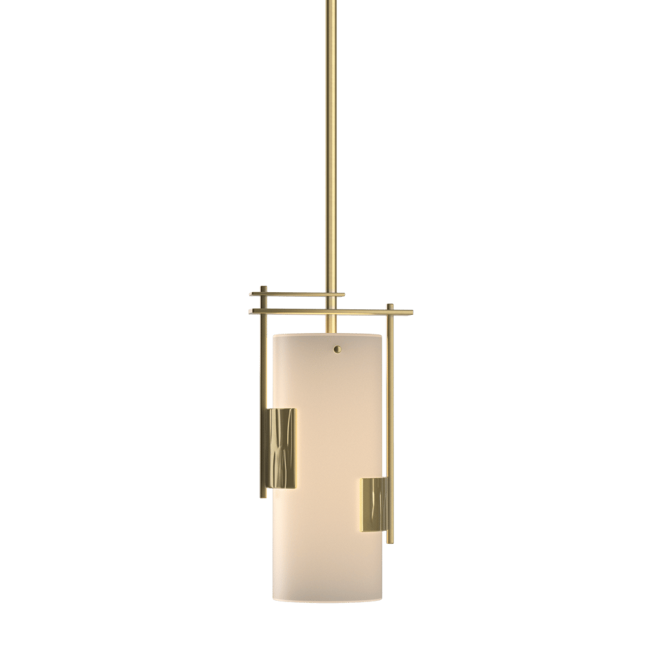 Hubbardton Forge Fullered Impressions Mini Pendant Light, Customizable Height, Dimmable, Opal Glass