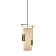 Hubbardton Forge Fullered Impressions Mini Pendant Light, Customizable Height, Dimmable, Opal Glass