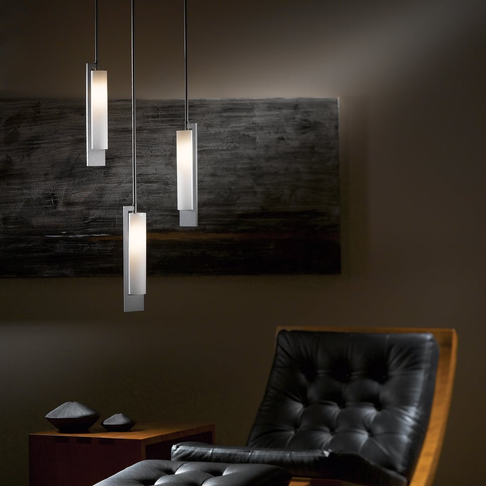 Axis Mini Pendant Light by Hubbardton Forge, 186400, Handcrafted Steel, Dimmable, Opal Glass Shade