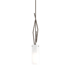 Brindille Mini Pendant Light by Hubbardton Forge - Artisan-Forged Steel Twigs, Dimmable, Opal Glass