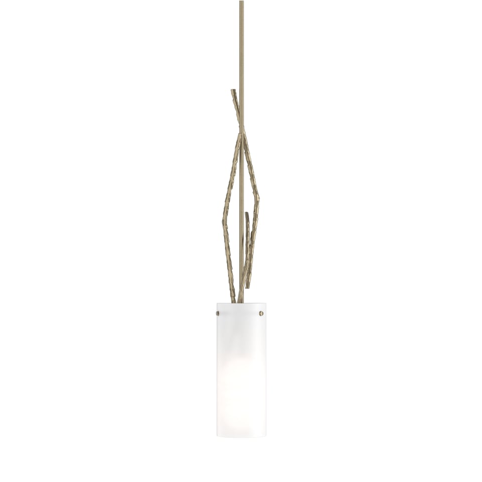 Brindille Mini Pendant Light by Hubbardton Forge - Artisan-Forged Steel Twigs, Dimmable, Opal Glass