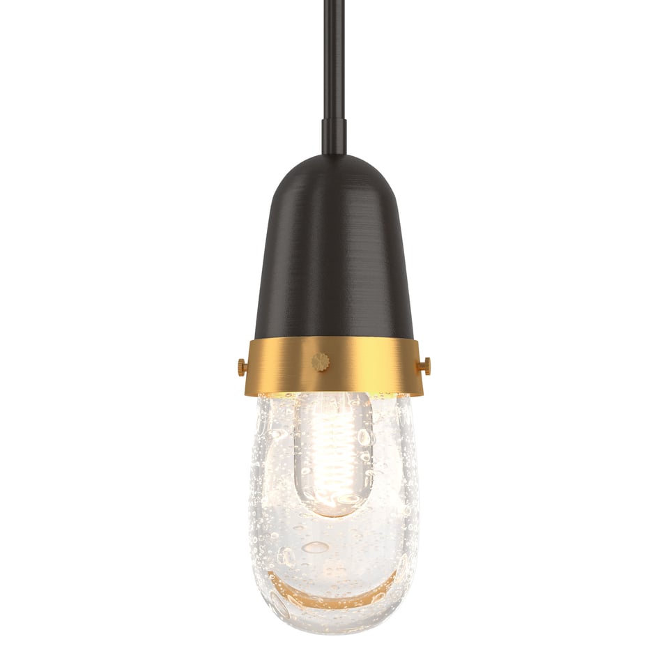 Hubbardton Forge Fizz Mini Pendant Light, Hand-Blown Glass, Dimmable, UL Damp Rated, 10.2" H