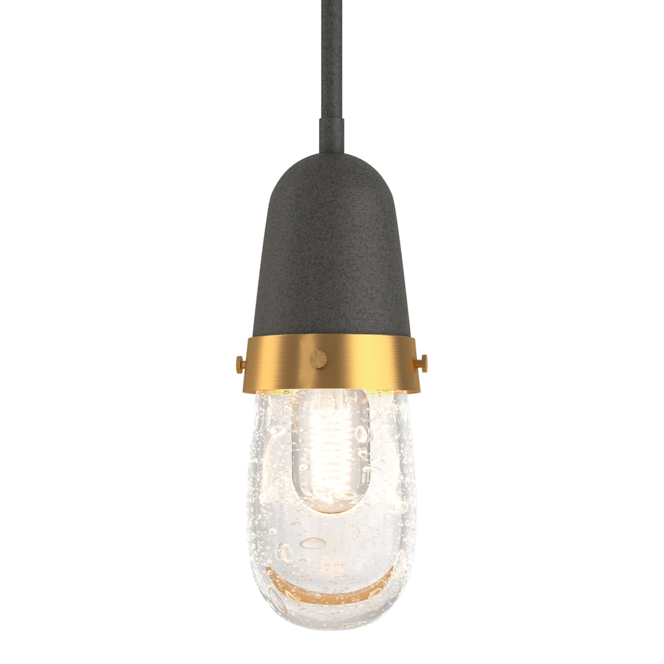 Hubbardton Forge Fizz Mini Pendant Light, Hand-Blown Glass, Dimmable, UL Damp Rated, 10.2" H