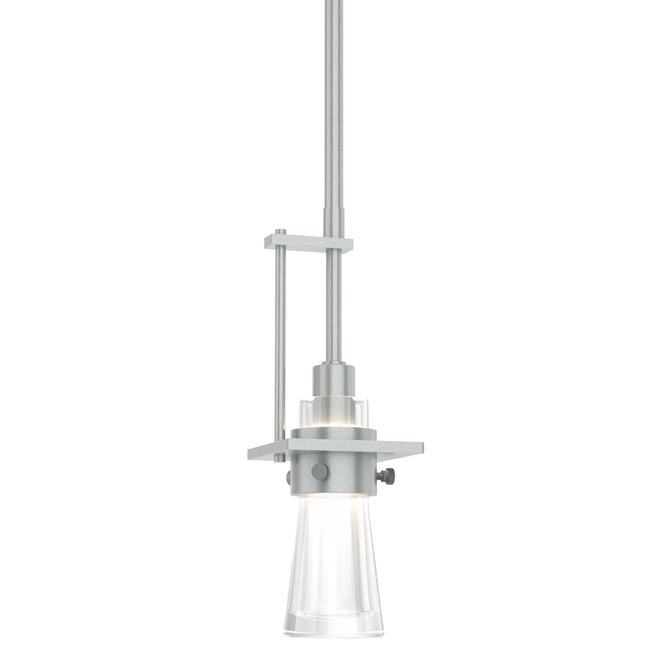 Erlenmeyer Small Mini Pendant Light by Hubbardton Forge, Adjustable Height, Dimmable, Clear Glass Shade