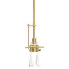 Erlenmeyer Small Mini Pendant Light by Hubbardton Forge, Adjustable Height, Dimmable, Clear Glass Shade