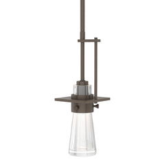 Erlenmeyer Mini Pendant Light by Hubbardton Forge, Adjustable 14.8" to 59.8", Clear Glass Shade