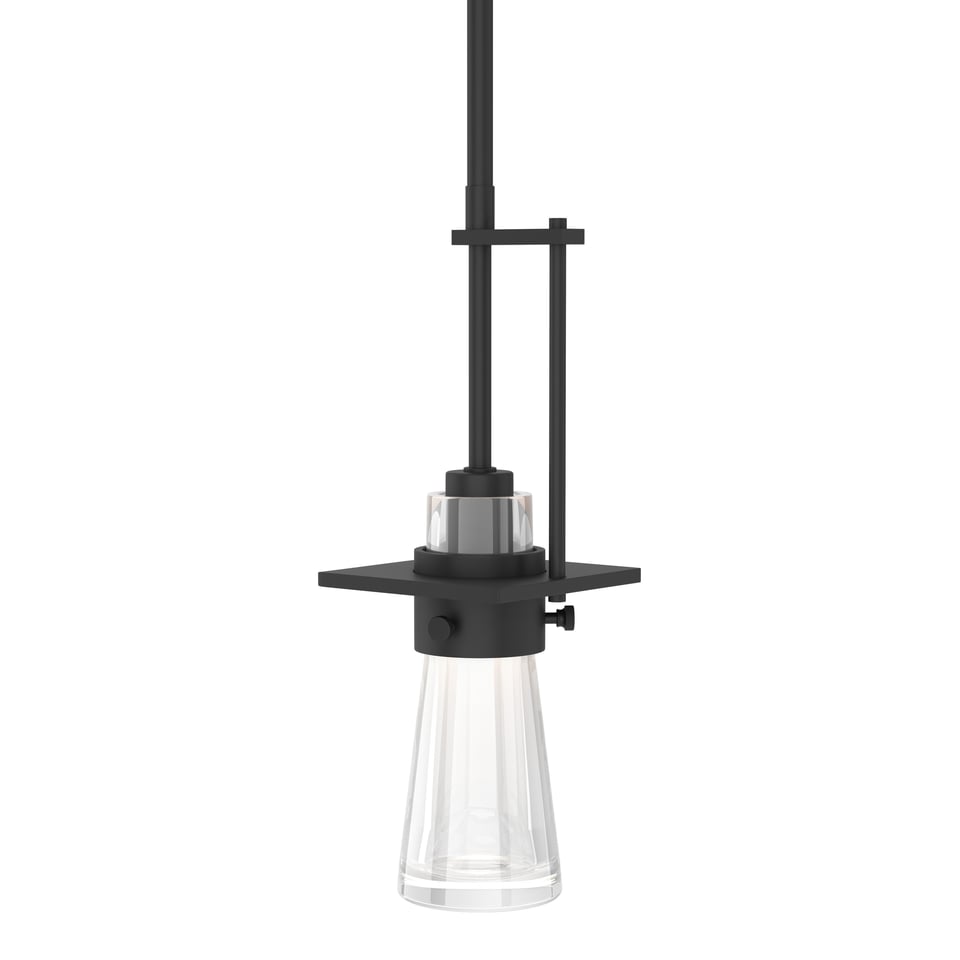 Erlenmeyer Mini Pendant Light by Hubbardton Forge, Adjustable 14.8" to 59.8", Clear Glass Shade