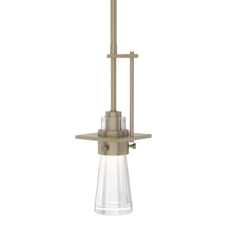 Erlenmeyer Mini Pendant Light by Hubbardton Forge, Adjustable 14.8" to 59.8", Clear Glass Shade