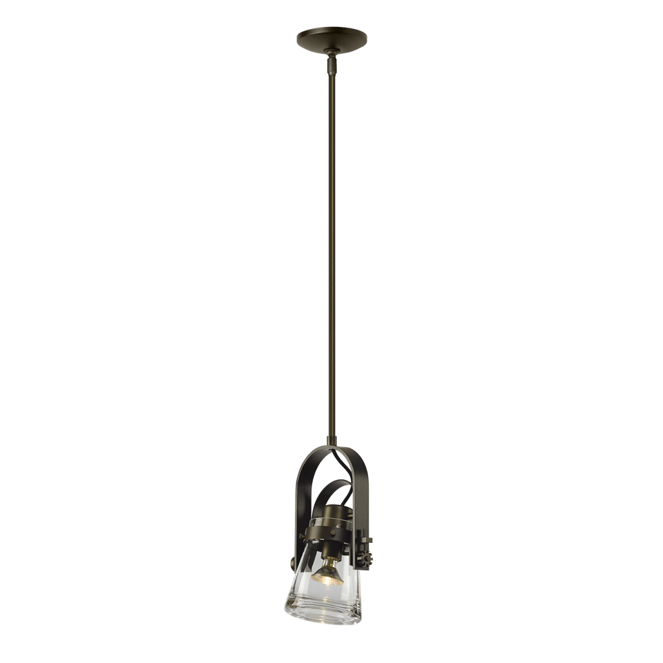 Hubbardton Forge Erlenmeyer Large Mini Pendant Light, Clear Glass, Dimmable, 60W E26 Base, Adjustable Height