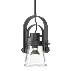 Hubbardton Forge Erlenmeyer Large Mini Pendant Light, Clear Glass, Dimmable, 60W E26 Base, Adjustable Height