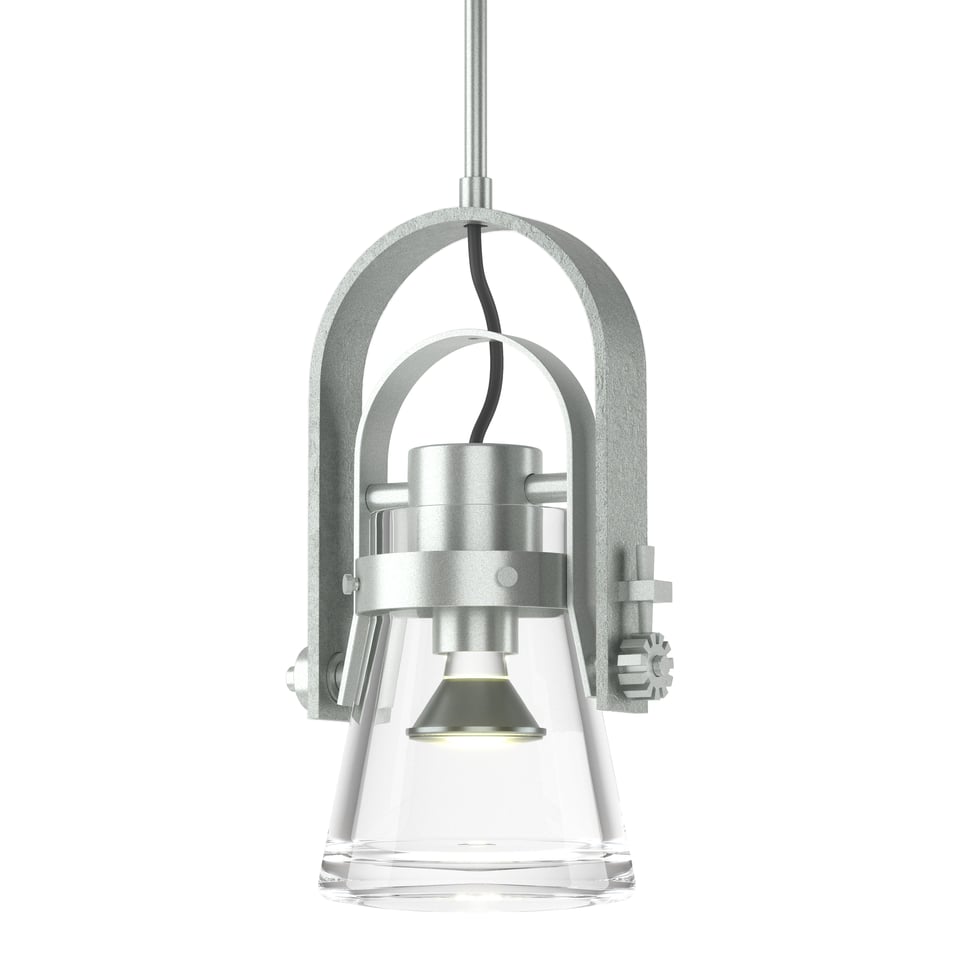 Hubbardton Forge Erlenmeyer Large Mini Pendant Light, Clear Glass, Dimmable, 60W E26 Base, Adjustable Height