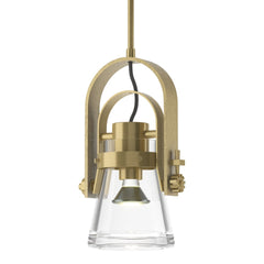 Hubbardton Forge Erlenmeyer Large Mini Pendant Light, Clear Glass, Dimmable, 60W E26 Base, Adjustable Height