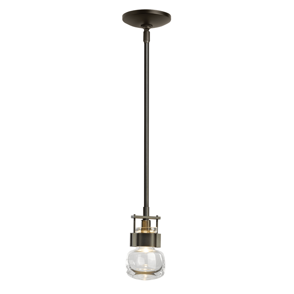 Hubbardton Forge Cuff Small Mini Pendant Light with Artisan Blown Glass and Dimmable Feature