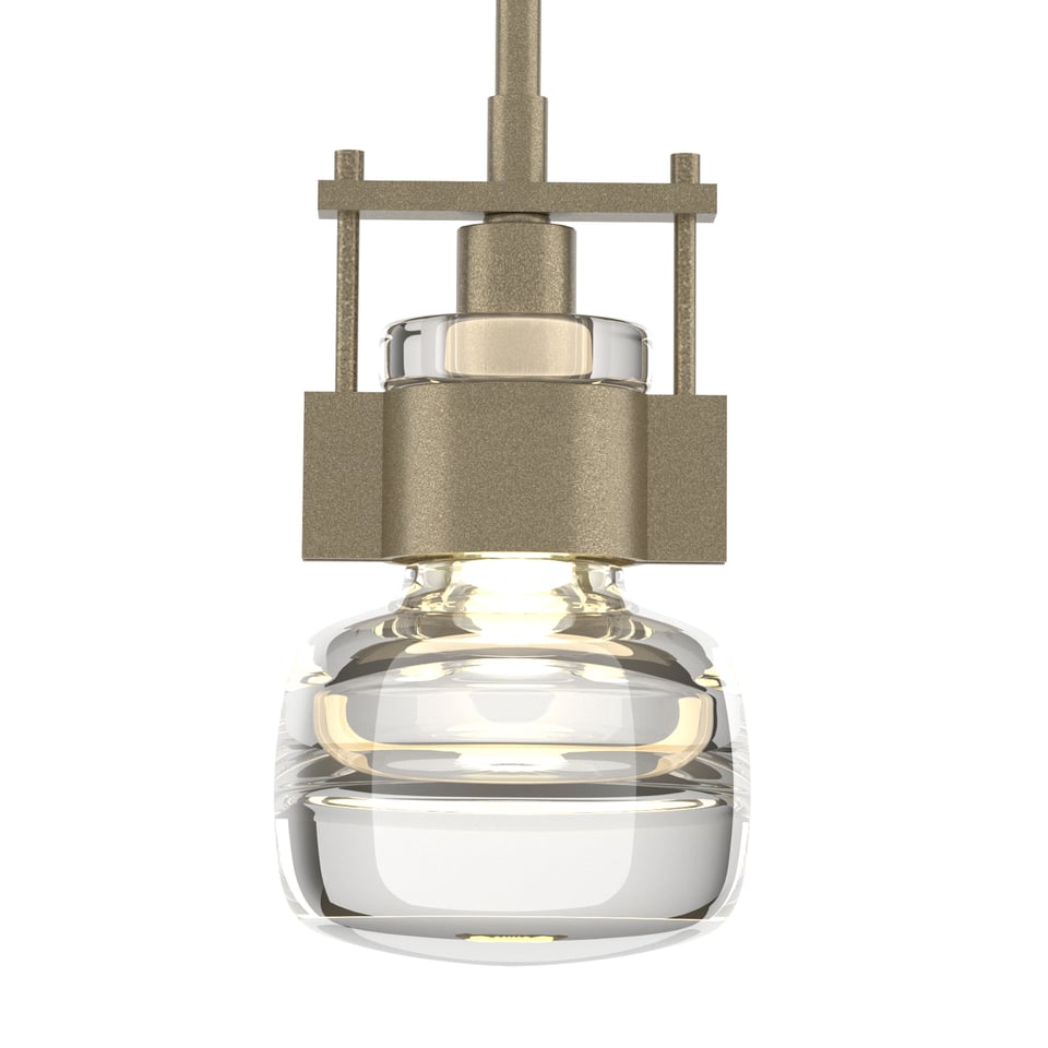 Hubbardton Forge Cuff Small Mini Pendant Light with Artisan Blown Glass and Dimmable Feature