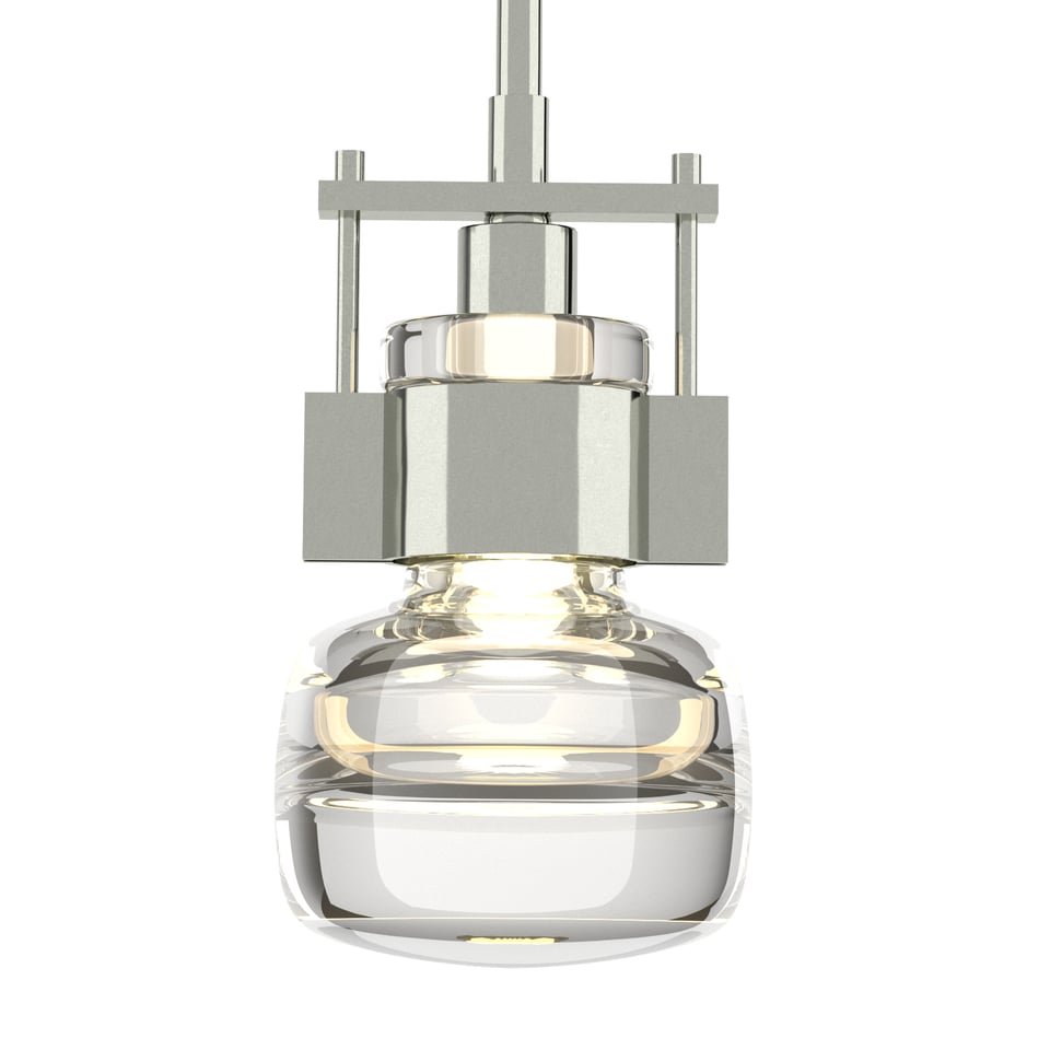 Hubbardton Forge Cuff Small Mini Pendant Light with Artisan Blown Glass and Dimmable Feature