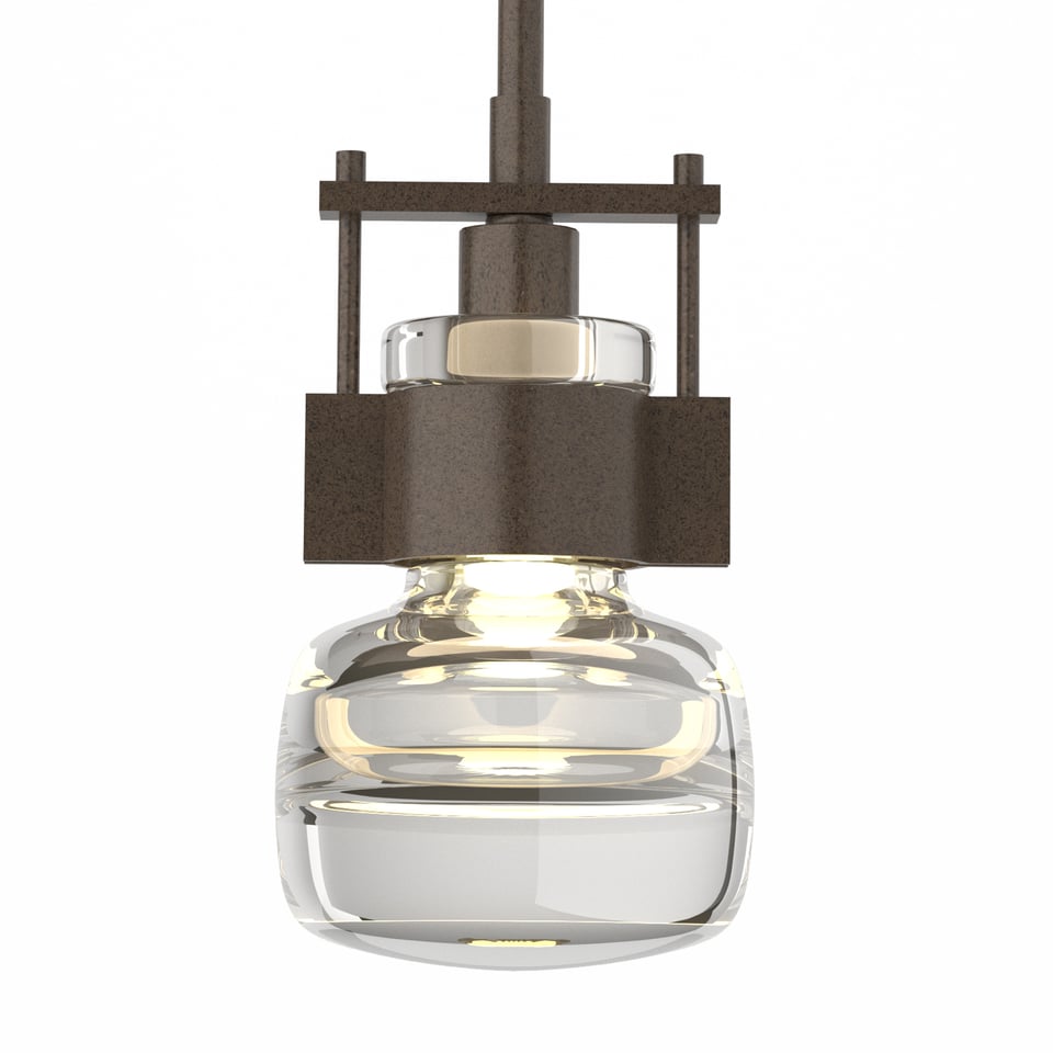 Hubbardton Forge Cuff Mini Pendant Light, 7.5" Height, Dimmable, Available in Multiple Finishes