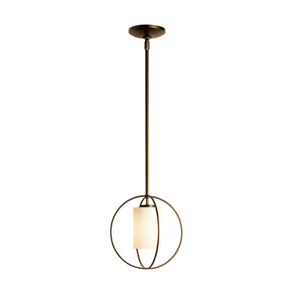 Hubbardton Forge Rhythm Mini Pendant Light, 11.2" Height, Adjustable, Seeded Glass, Steel Design